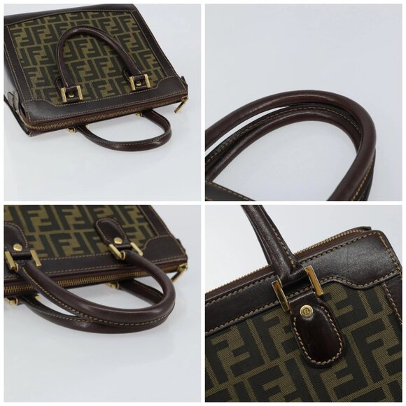 FENDI Zucca Canvas Hand Bag Black Brown Auth 144377 - Picture 16 of 16